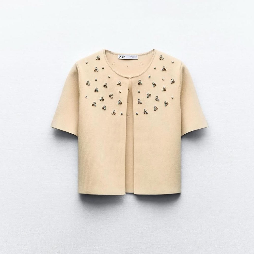 Zara Rhinestone Bolero Cardigan Size S - Picture 6 of 10